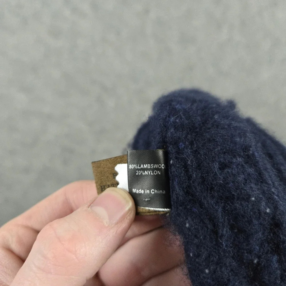 Goorin Bros Beanie Mens OS Navy Blue Cable Knit Lambswool Blend Winter Hat Logo
